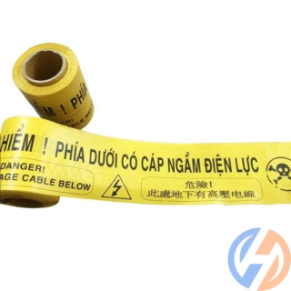 Cuộn Rào Cảnh Báo Cáp Ngầm Vàng Đen Rộng 15cm Dài 100m