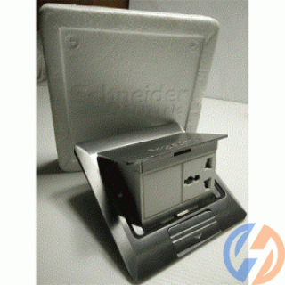Ổ cắm âm sàn 3 chấu đa năng màu bạc Schneider