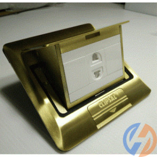 Ổ cắm âm sàn đơn 2 chấu màu đồng Schneider