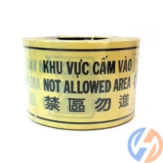 Băng Rào Cảnh Báo Công Trình Vàng Đen Lõi Giấy Rộng 8cm Dài 100m