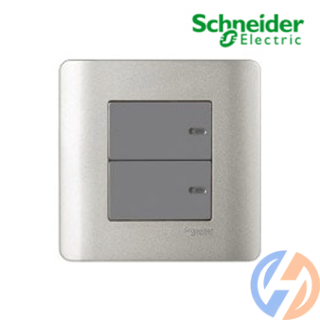 Bộ công tắc đôi 1 chiều 16A màu xám E8432_1_SA_G19
