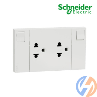 Bộ ổ cắm đôi 3 chấu 16A có công tắc M3T_SIS_WE